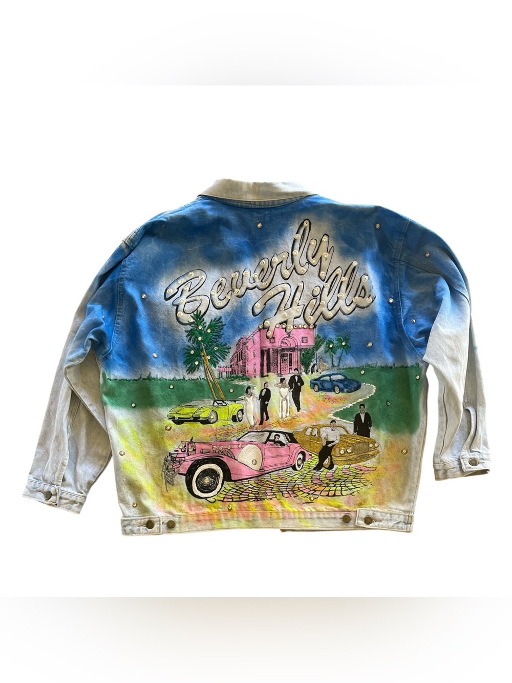One of a Kind Vintage Beverly Hills Hand-Painted Denim Jacket by Michael Scott